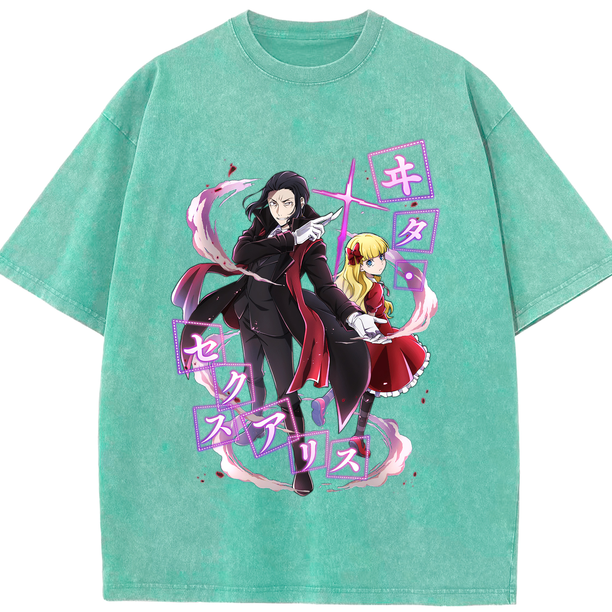 （画像用） 文豪ストレイドッグス Bungo Stray Dogs 綿100% ヴィンテージ風 半袖Tシャツ（フロントプリント）